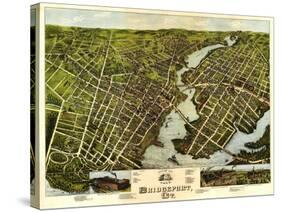 Bridgeport, Connecticut - Panoramic Map-Lantern Press-Stretched Canvas