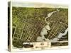 Bridgeport, Connecticut - Panoramic Map-Lantern Press-Stretched Canvas