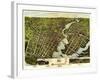 Bridgeport, Connecticut - Panoramic Map-Lantern Press-Framed Art Print