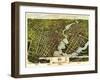 Bridgeport, Connecticut - Panoramic Map-Lantern Press-Framed Art Print