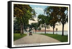 Bridgeport, Connecticut - Seaside Park Drive View Showing Locomobile Company-Lantern Press-Framed Stretched Canvas