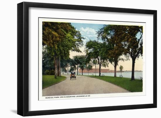 Bridgeport, Connecticut - Seaside Park Drive View Showing Locomobile Company-Lantern Press-Framed Art Print