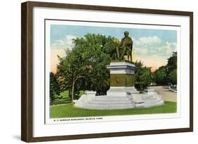 Bridgeport, Connecticut - Seaside Park View of the P T Barnum Monument-Lantern Press-Framed Art Print