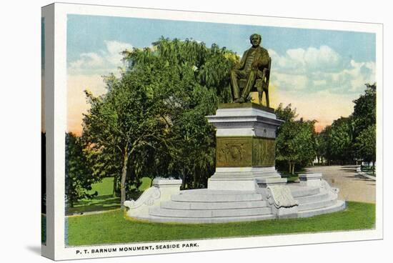 Bridgeport, Connecticut - Seaside Park View of the P T Barnum Monument-Lantern Press-Stretched Canvas