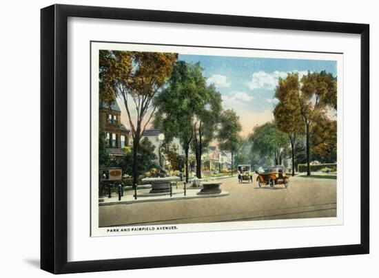 Bridgeport, Connecticut - View of Park and Fairfield Avenues-Lantern Press-Framed Art Print