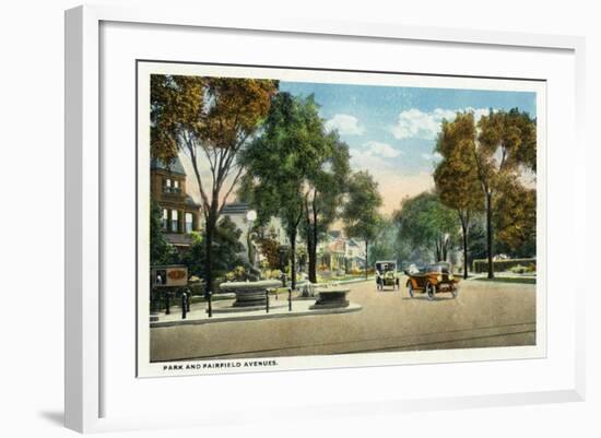 Bridgeport, Connecticut - View of Park and Fairfield Avenues-Lantern Press-Framed Art Print