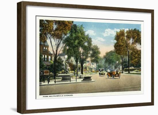 Bridgeport, Connecticut - View of Park and Fairfield Avenues-Lantern Press-Framed Art Print