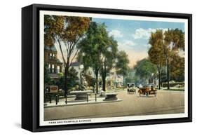 Bridgeport, Connecticut - View of Park and Fairfield Avenues-Lantern Press-Framed Stretched Canvas