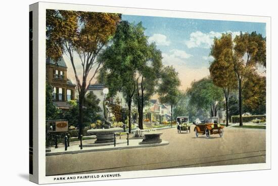 Bridgeport, Connecticut - View of Park and Fairfield Avenues-Lantern Press-Stretched Canvas
