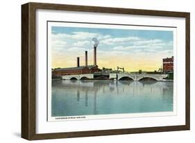 Bridgeport, Connecticut - Waterfront View of the Congress Street Bridge-Lantern Press-Framed Art Print