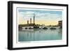 Bridgeport, Connecticut - Waterfront View of the Congress Street Bridge-Lantern Press-Framed Art Print