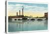 Bridgeport, Connecticut - Waterfront View of the Congress Street Bridge-Lantern Press-Stretched Canvas