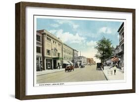 Bridgeport, Connecticut - Western View of State Street-Lantern Press-Framed Art Print