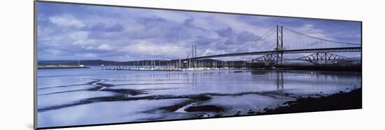 Bridges across a River, Firth of Forth Road Bridge, Firth of Forth Rail Bridge, Firth of Forth, ...-null-Mounted Photographic Print