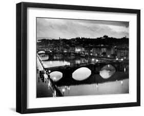 Bridges across the Arno River at Night-Alfred Eisenstaedt-Framed Photographic Print