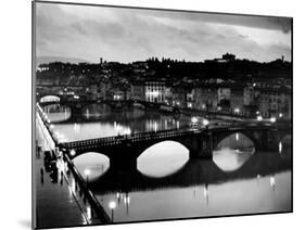 Bridges across the Arno River at Night-Alfred Eisenstaedt-Mounted Photographic Print