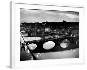 Bridges across the Arno River at Night-Alfred Eisenstaedt-Framed Photographic Print