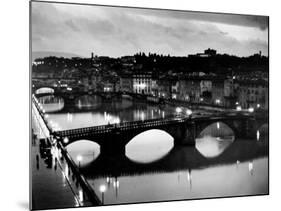 Bridges across the Arno River at Night-Alfred Eisenstaedt-Mounted Photographic Print