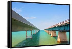 Bridges Going to Infinity. Seven Mile Bridge in Key West Florida-Fotomak-Framed Stretched Canvas