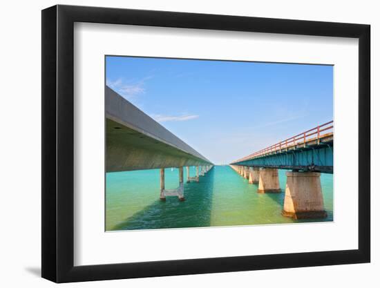 Bridges Going to Infinity. Seven Mile Bridge in Key West Florida-Fotomak-Framed Photographic Print