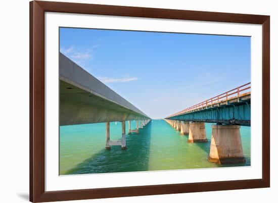 Bridges Going to Infinity. Seven Mile Bridge in Key West Florida-Fotomak-Framed Photographic Print