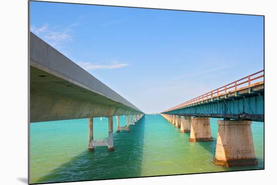 Bridges Going to Infinity. Seven Mile Bridge in Key West Florida-Fotomak-Mounted Photographic Print