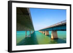 Bridges Going to Infinity. Seven Mile Bridge in Key West Florida-Fotomak-Framed Photographic Print