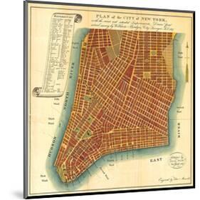 Bridges Map of New York 1807-Isaac Riley-Mounted Art Print