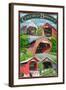 Bridges of Vermont - Montage-Lantern Press-Framed Art Print