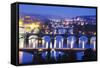 Bridges on the Vltava River, UNESCO World Heritage Site, Prague, Czech Republic, Europe-Christian Kober-Framed Stretched Canvas