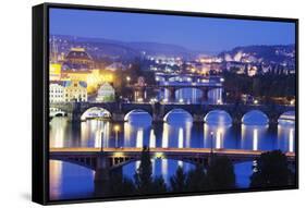 Bridges on the Vltava River, UNESCO World Heritage Site, Prague, Czech Republic, Europe-Christian Kober-Framed Stretched Canvas