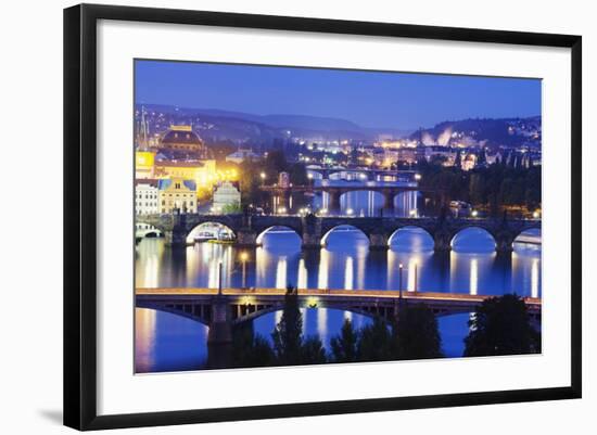 Bridges on the Vltava River, UNESCO World Heritage Site, Prague, Czech Republic, Europe-Christian Kober-Framed Photographic Print