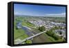 Bridges over Mataura River, Gore, Southland, South Island, New Zealand - drone aerial-David Wall-Framed Stretched Canvas