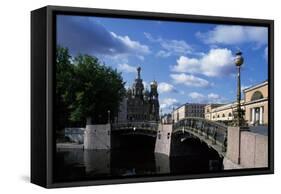 Bridges over Moika River and Cathedral of Resurrection of Christ-null-Framed Stretched Canvas