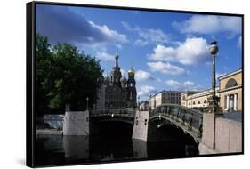 Bridges over Moika River and Cathedral of Resurrection of Christ-null-Framed Stretched Canvas