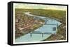 Bridges over Ohio River, Cincinnati, Ohio-null-Framed Stretched Canvas
