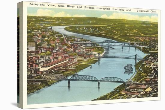 Bridges over Ohio River, Cincinnati, Ohio-null-Stretched Canvas