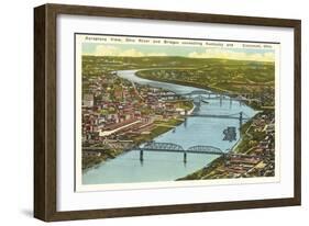 Bridges over Ohio River, Cincinnati, Ohio-null-Framed Art Print
