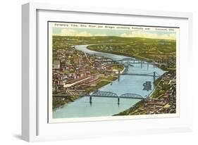 Bridges over Ohio River, Cincinnati, Ohio-null-Framed Art Print