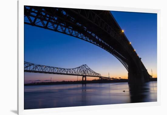 Bridges over the Mississippi River at Dawn in St. Louis, Missouri-Jerry & Marcy Monkman-Framed Photographic Print