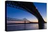 Bridges over the Mississippi River at Dawn in St. Louis, Missouri-Jerry & Marcy Monkman-Stretched Canvas