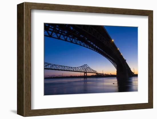 Bridges over the Mississippi River at Dawn in St. Louis, Missouri-Jerry & Marcy Monkman-Framed Photographic Print