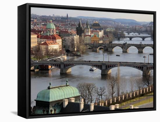 Bridges over the River Vltava, Old Town, Prague, Czech Republic, Europe-Hans Peter Merten-Framed Stretched Canvas