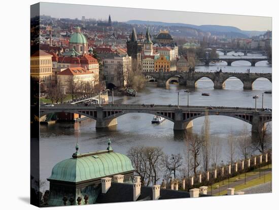 Bridges over the River Vltava, Old Town, Prague, Czech Republic, Europe-Hans Peter Merten-Stretched Canvas