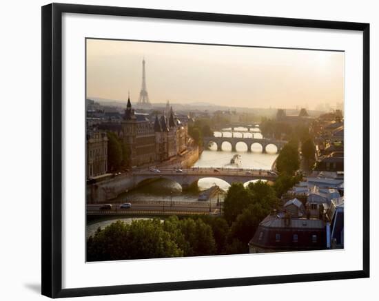 Bridges over the Seine river, Paris-Michel Setboun-Framed Art Print