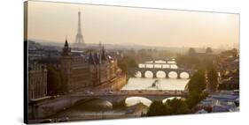 Bridges over the Seine river, Paris-Michel Setboun-Stretched Canvas