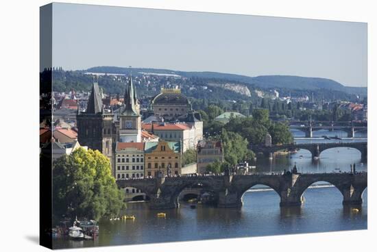 Bridges over the Vltava River, Prague, Czech Republic, Europe-Angelo-Stretched Canvas