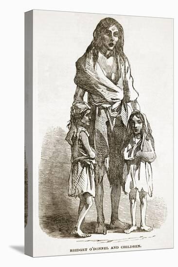 Bridget O'Donnel and Children, from 'The Illustrated London News', 1849 (Engraving)-English-Stretched Canvas