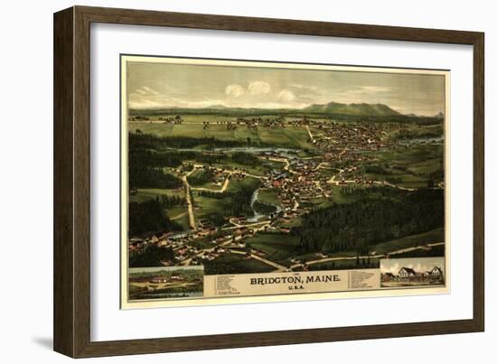 Bridgton, Maine - Panoramic Map-Lantern Press-Framed Art Print