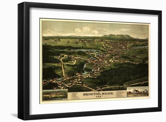 Bridgton, Maine - Panoramic Map-Lantern Press-Framed Art Print